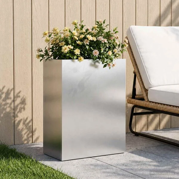 vidaXL Cache-pot de jardin Argenté 40 x 20 x 50 cm Acier inoxydable