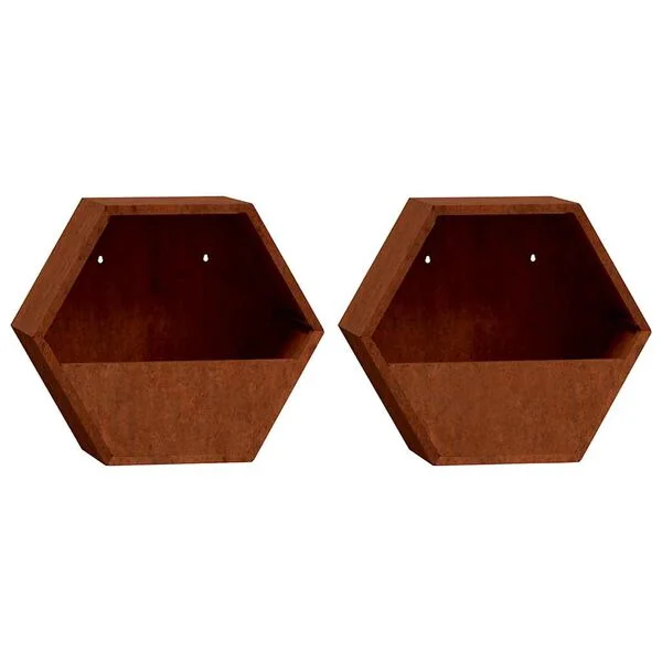 vidaXL Jardinières murales 2 pcs Rouillé Acier corten 46x10x40 cm