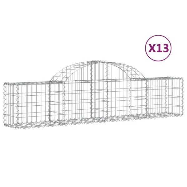 vidaXL Paniers à gabions arqués 13 pcs 200x30x40/60 cm Fer galvanisé