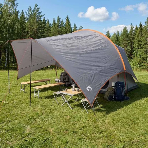 vidaXL Tarp de camping résistant à l'eau Gris et orange