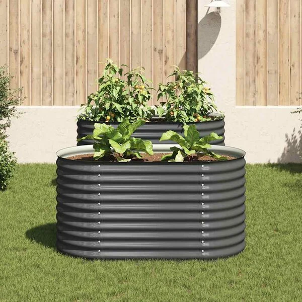 vidaXL Lit surélevé de jardin 160x80x81 cm Acier galvanisé Gris
