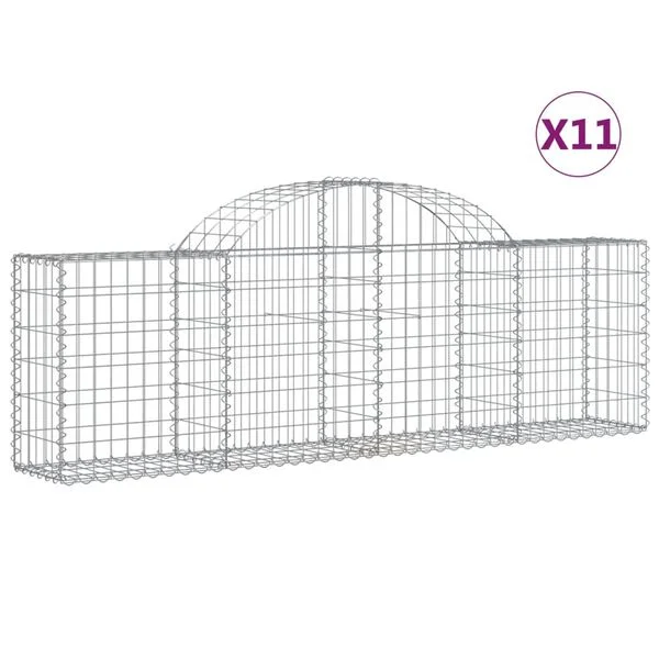 vidaXL Paniers à gabions arqués 11 pcs 200x30x60/80 cm Fer galvanisé
