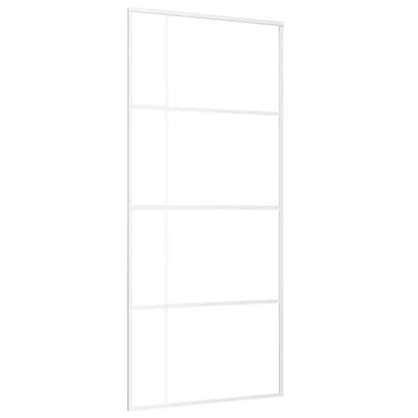 vidaXL Porte coulissante Verre ESG dépoli et aluminium 90x205 cm Blanc
