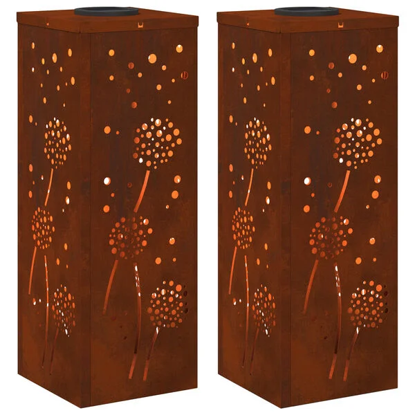 vidaXL Lumière de chemin LED solaire 2 pc Blanc chaud 18 x 18 x 50 cm