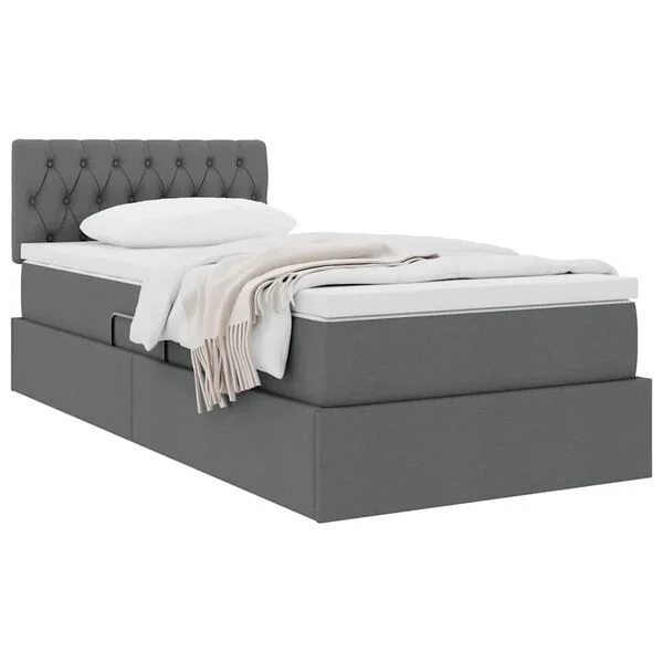vidaXL Lit avec rangement et matelas Gris foncé 90 x 190 cm Velours