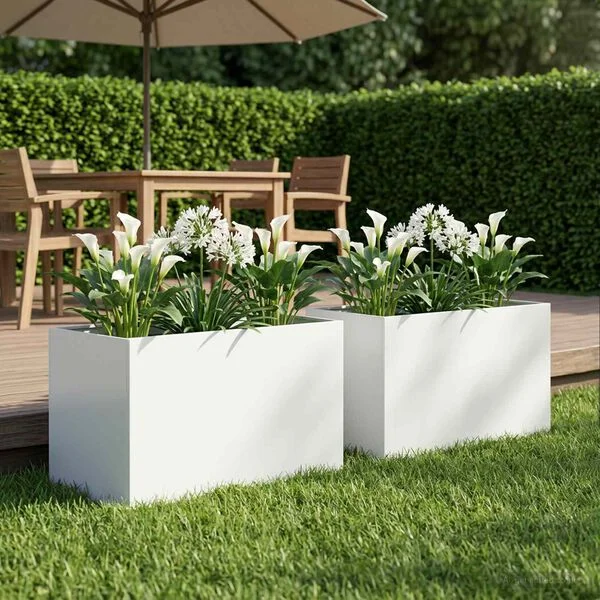 vidaXL Cache-pot de jardin 2 pc Blanc 60 x 40 x 40 cm