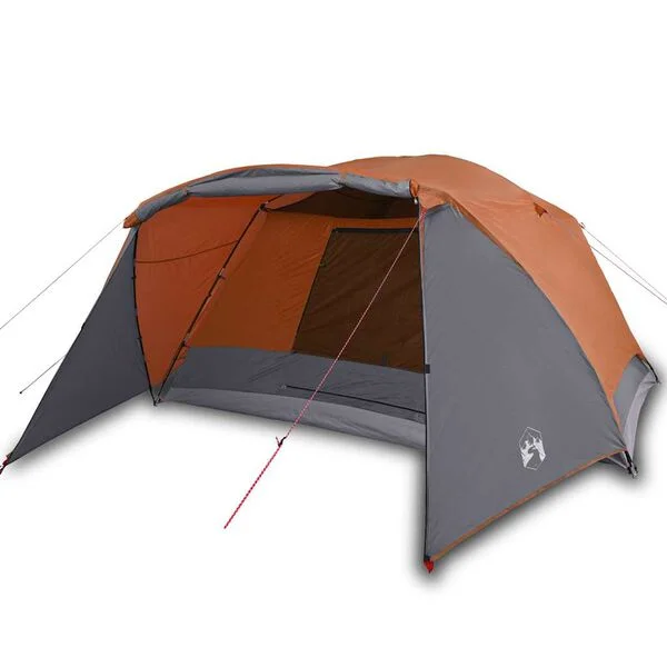 vidaXL Tente familiale et porche 6 personnes orange imperméable