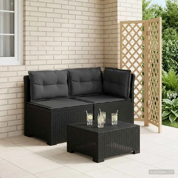 vidaXL Canapé de jardin 2 places avec coussins look rotin 2 place PP