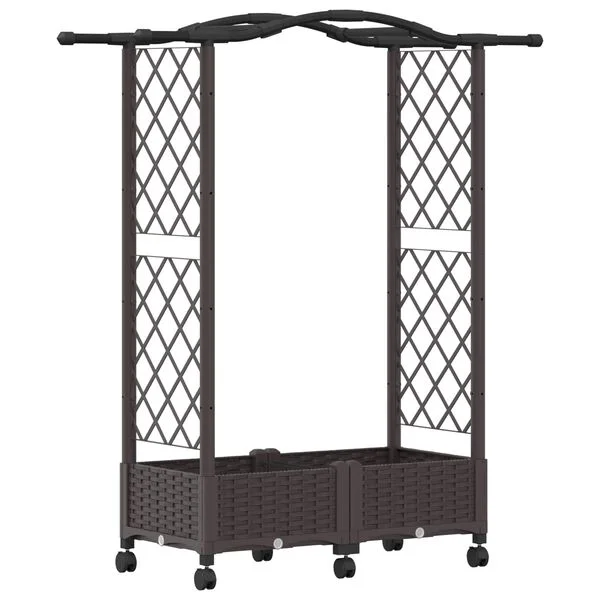 vidaXL Lit Élevé avec Treillis et Toit Marron 124 x 40 x 129 cm PP