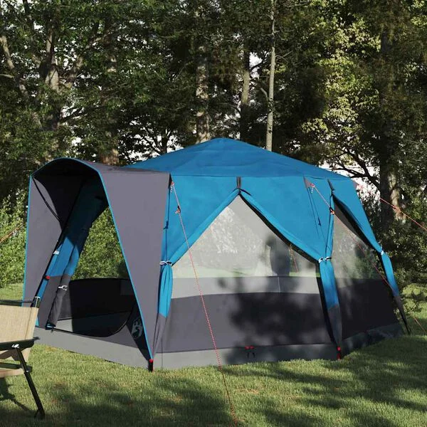 vidaXL Tente de camping 5 personnes 5 personne Bleu et gris