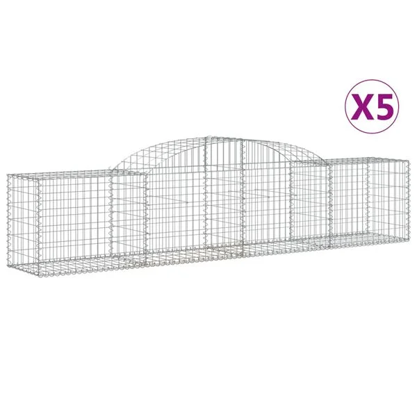 vidaXL Paniers à gabions arqués 5 pcs 300x50x60/80 cm fer galvanisé