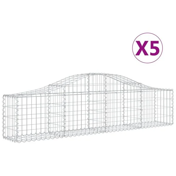 vidaXL Paniers à gabions arqués 5 pcs 200x30x40/60 cm Fer galvanisé