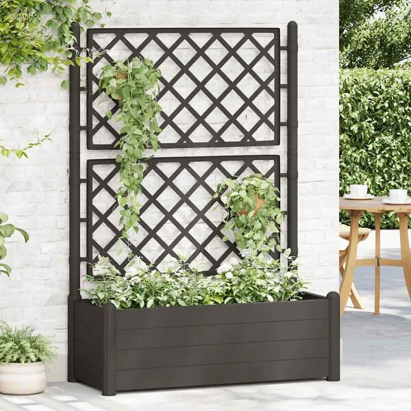 vidaXL Jardinière avec treillis 100x43x142 cm PP Anthracite
