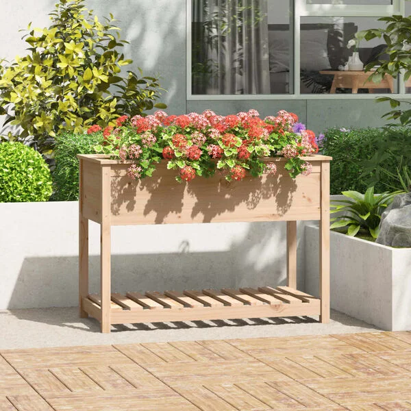 vidaXL Jardinière avec étagère 111, 5x54x81 cm Bois massif de pin