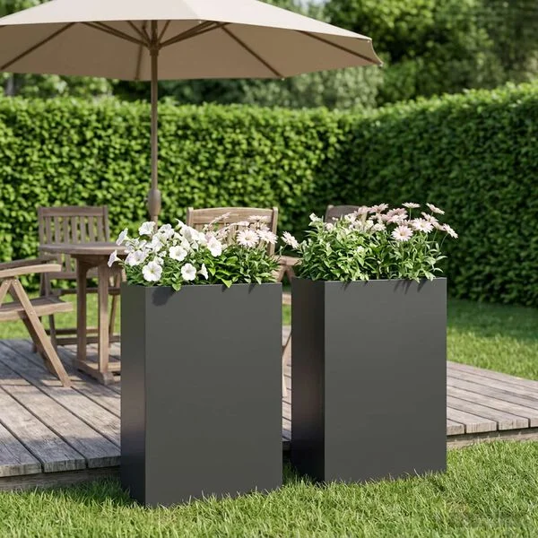 vidaXL Cache-pot de jardin 2 pc Noir 40 x 20 x 75 cm