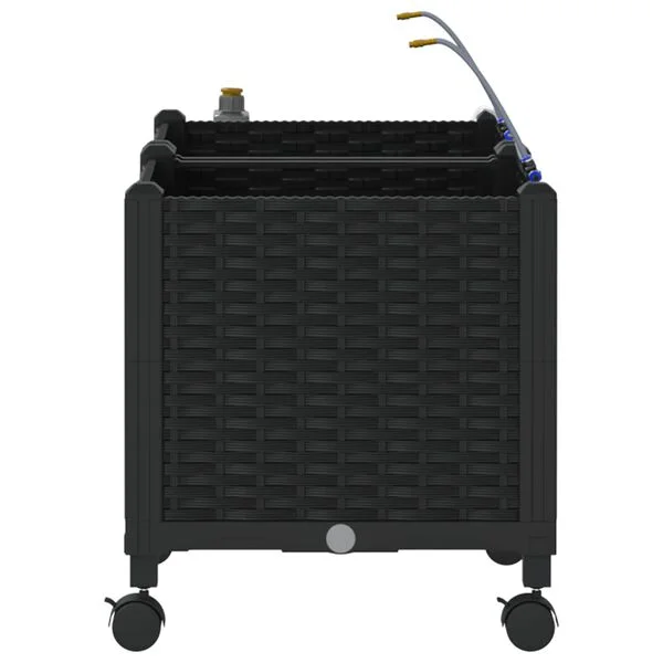 vidaXL Porte-plante de jardin avec irrigation et roues 2 pc Noir PP