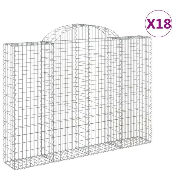 vidaXL Paniers à gabions arqués 18 pcs 200x30x140/160 cm Fer galvanisé