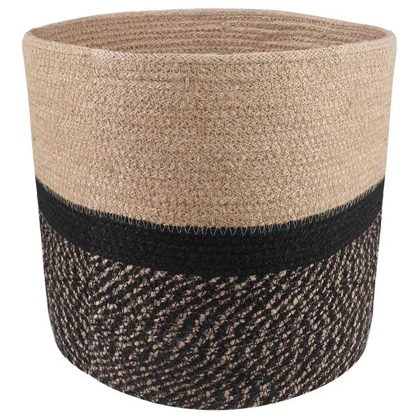vidaXL Ensemble de Pots à Plantes 2 pc Naturel et noir Ø 28 x 28 cm