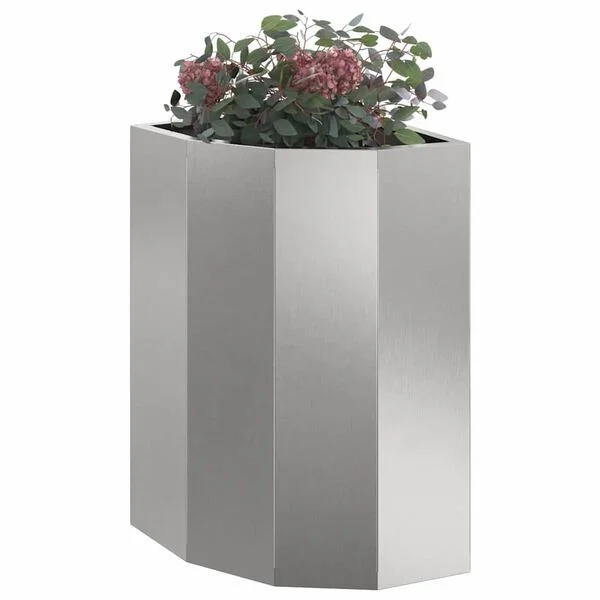 vidaXL Jardinière d'Angle Argenté 30 x 30 x 50 cm Acier inoxydable