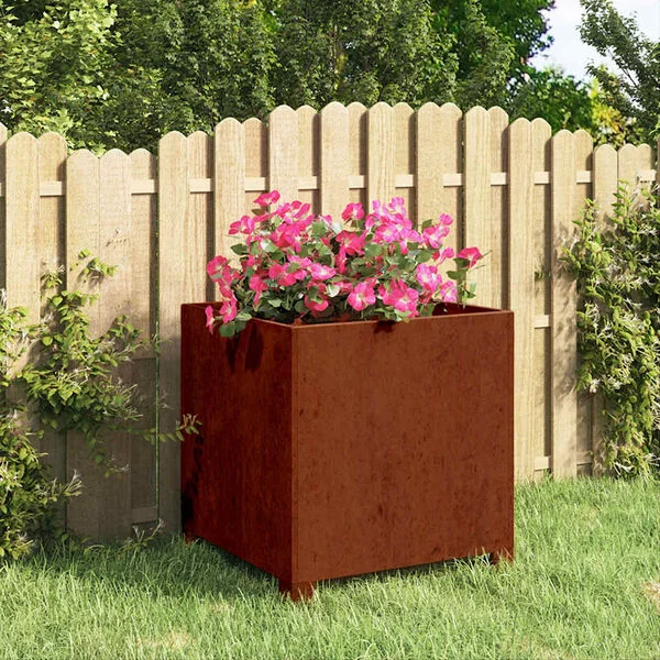 vidaXL Jardinière avec pieds Rouillé 40x40x40 cm Acier corten