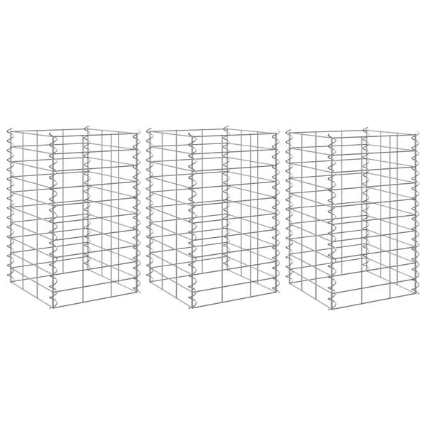 vidaXL Lits surélevés en gabion 3 pcs 30x30x50 cm Fer