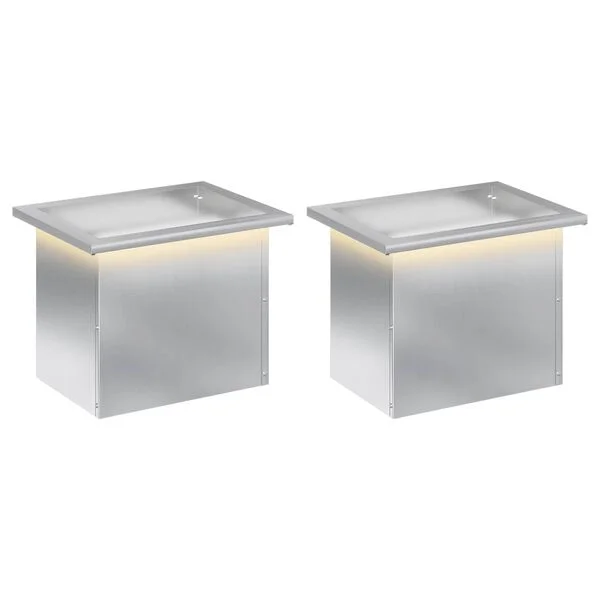vidaXL Jardinière de jardin avec LED 2 pc Argenté 30 x 40 x 30 cm
