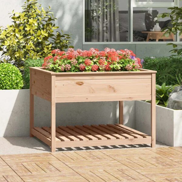 vidaXL Jardinière avec étagère 111, 5x111, 5x81 cm Bois massif de pin