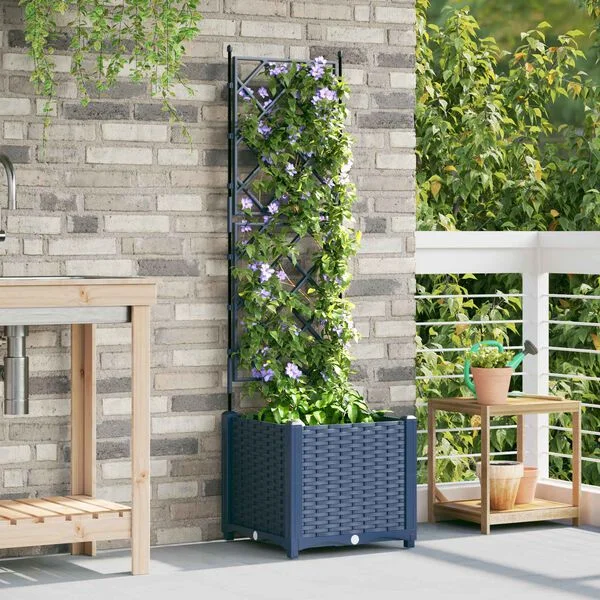 vidaXL Cache-pot de jardin Gris 40 x 40 x 143 cm PP