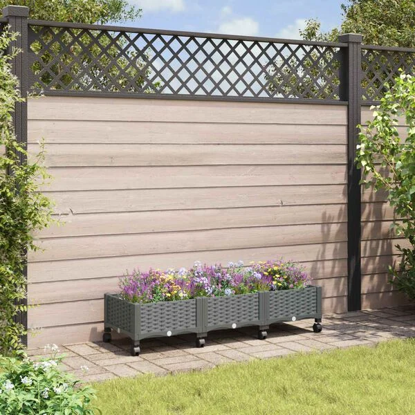 vidaXL Jardinière avec Roues Gris clair 120 x 40 x 29 cm PP