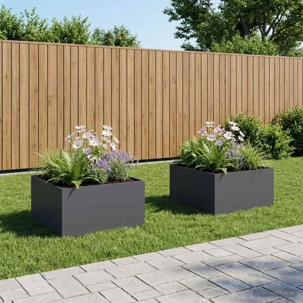 vidaXL Cache-pot de jardin 2 pc Anthracite 100 x 100 x 40 cm