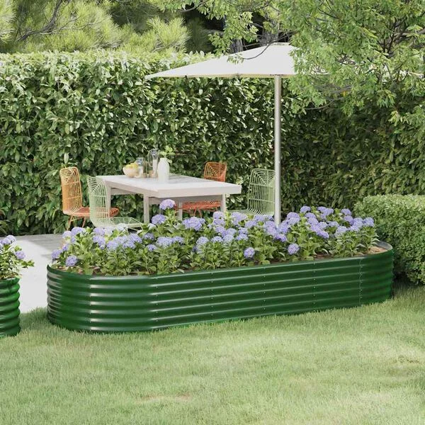 vidaXL Lit surélevé de jardin Acier galvanisé 249x100x36cm Vert