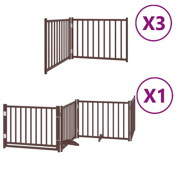 vidaXL Barrière pour chien porte pliable 10 panneaux bois de peuplier