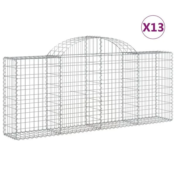 vidaXL Paniers à gabions arqués 13 pcs 200x30x80/100 cm Fer galvanisé