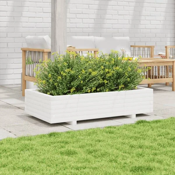 vidaXL Jardinière blanc 110x60x26, 5 cm bois de pin massif