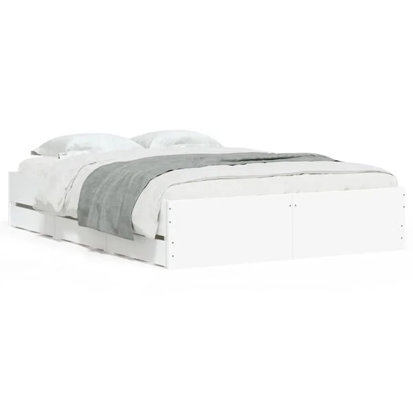 vidaXL Cadre de lit avec tiroirs sans matelas blanc 135x190 cm