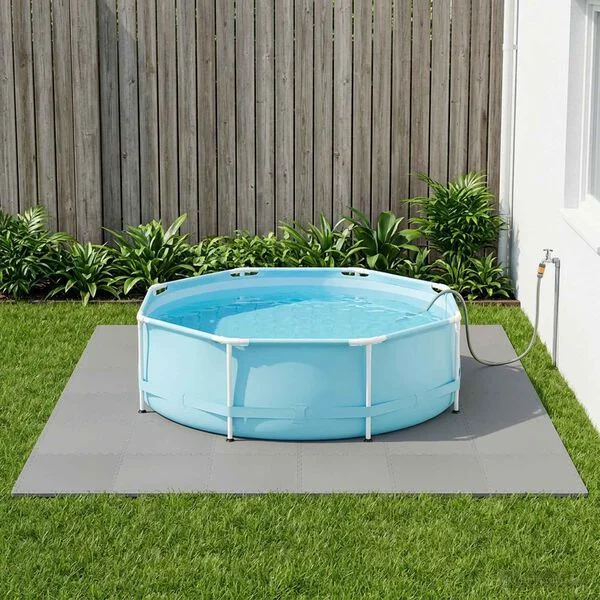 vidaXL Tapis de sol de piscine 24 pc Gris 8, 64 m² Mousse EVA