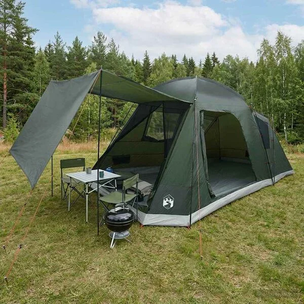 vidaXL Tente Cabane 8 personne Vert armée Polyester et Acier