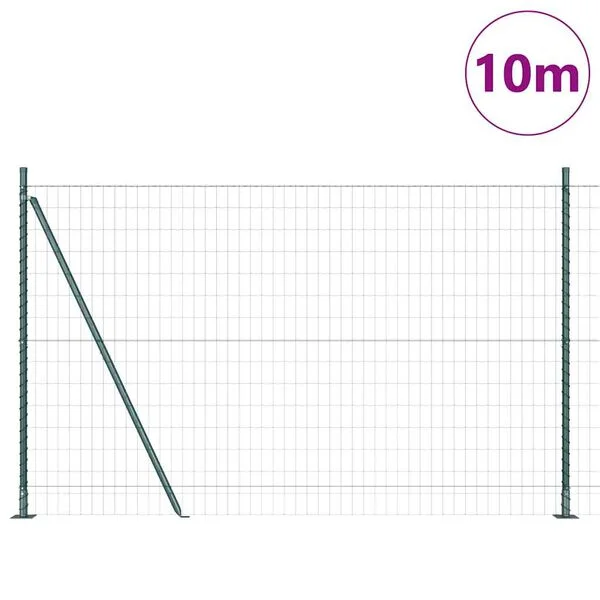 vidaXL Clôture Euro avec Base en Béton 10 x 1, 5 m Vert Maille