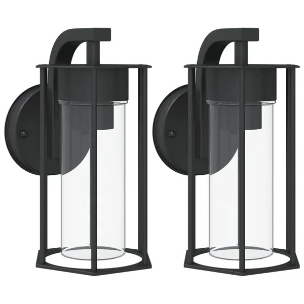 vidaXL Appliques murales d'extérieur 2 pcs noir acier inoxydable
