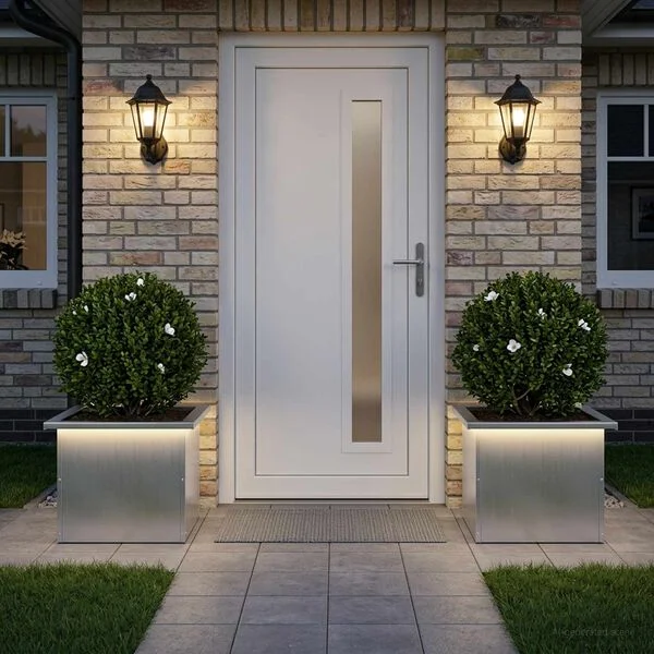 vidaXL Jardinière de jardin avec LED 2 pc Argenté 30 x 40 x 30 cm