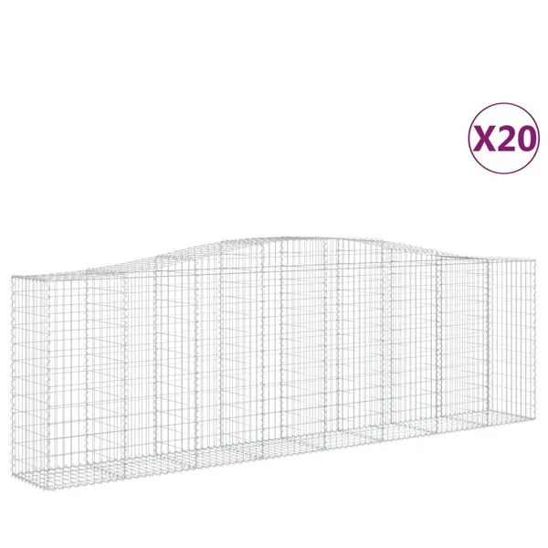 vidaXL Paniers à gabions arqués 20 pcs 400x50x120/140 cm Fer galvanisé