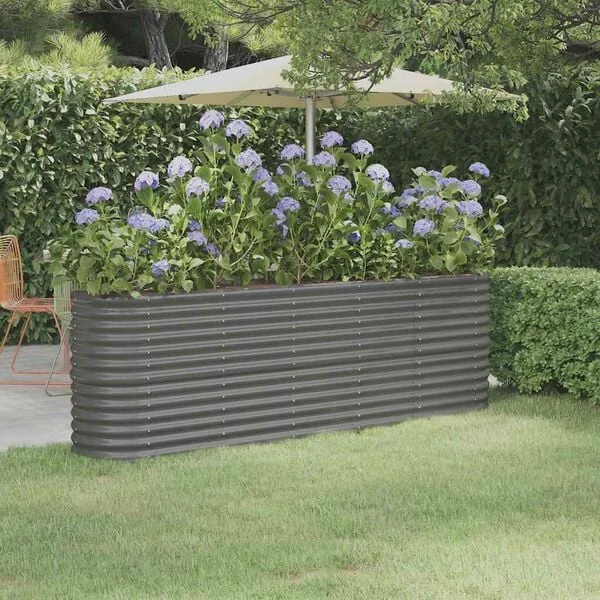 vidaXL Lit surélevé de jardin Acier galvanisé 224x40x68 cm gris