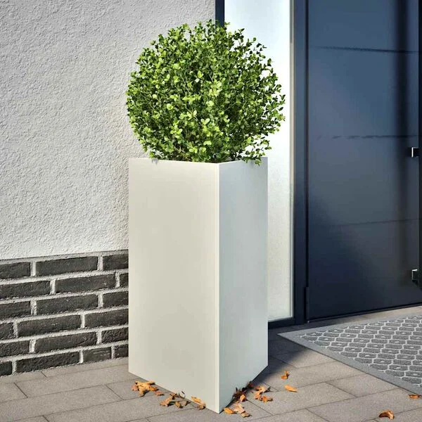 vidaXL Jardinières 2 pcs blanc triangulaire 50x43x75 cm acier