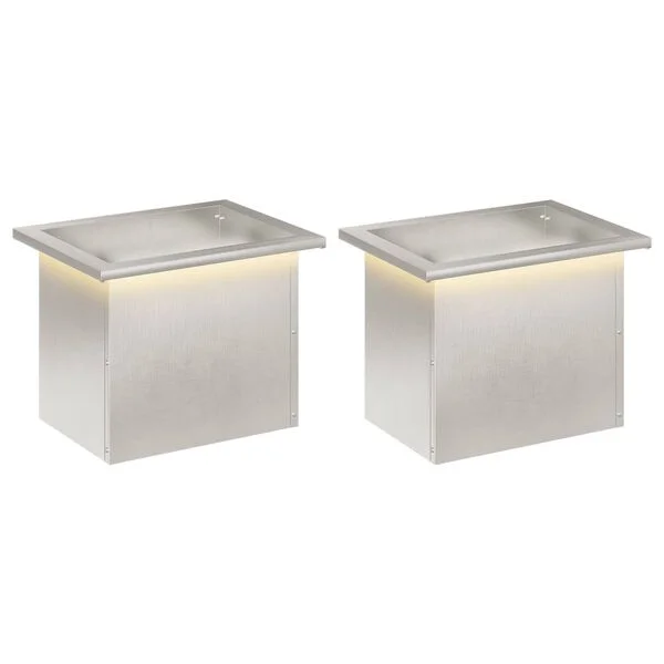 vidaXL Jardinière de jardin avec LED 2 pc Argenté 30 x 40 x 30 cm