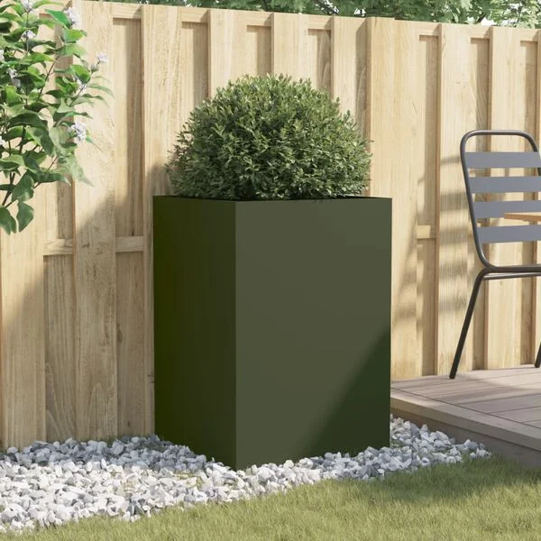 vidaXL Jardinière vert olive 52x48x75 cm acier