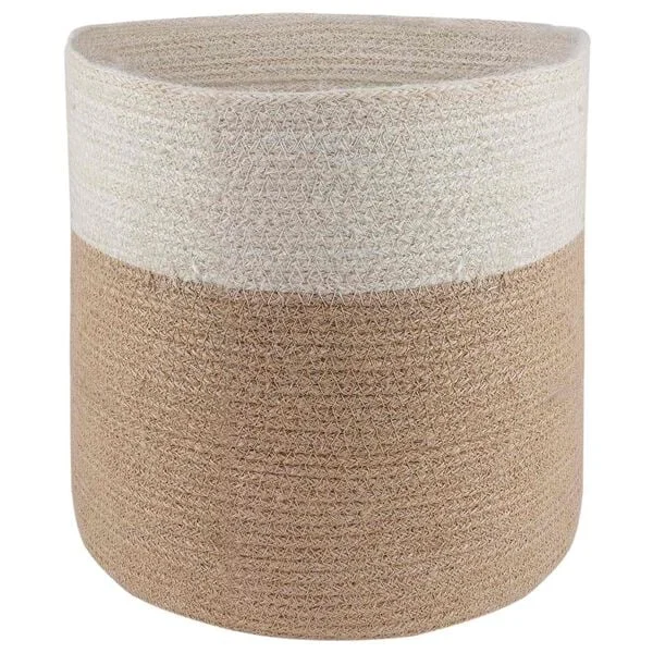 vidaXL Ensemble de Pots à Plantes 2 pc Naturel et Blanc Ø 28 x 28 cm