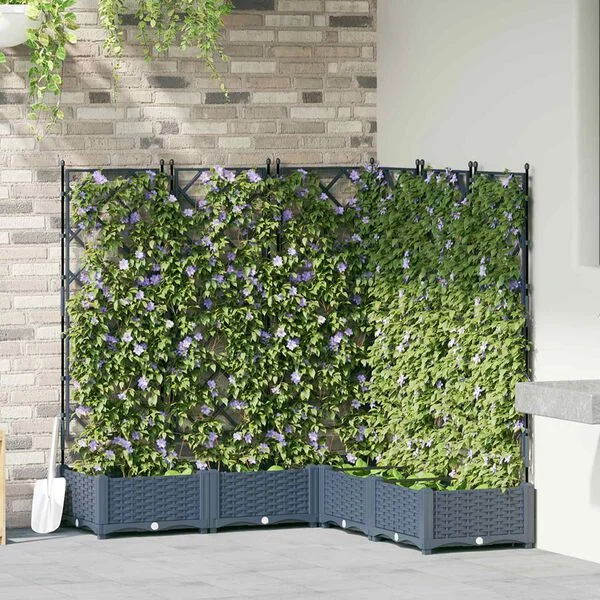 vidaXL Cache-pot de jardin 5 pc Gris 120 x 120 x 125, 5 cm PP