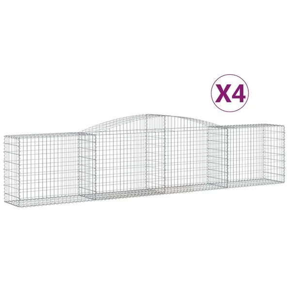 vidaXL Paniers à gabions arqués 4 pcs 400x50x80/100 cm Fer galvanisé