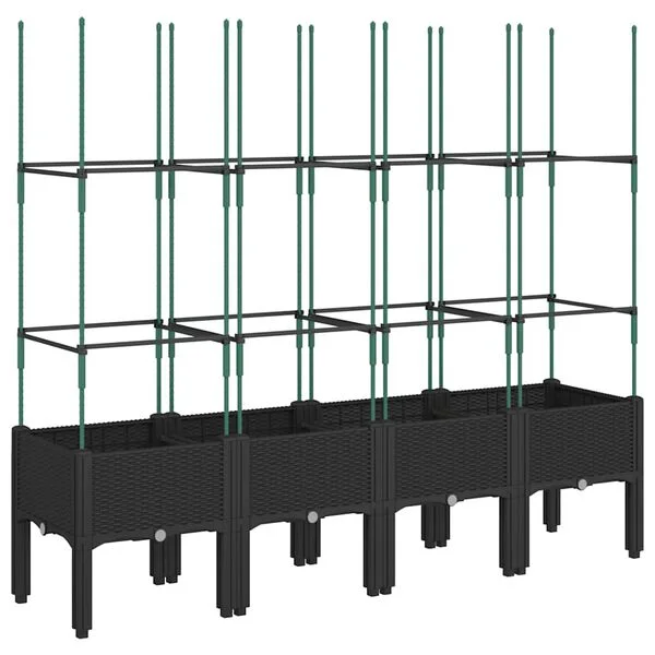 vidaXL Jardinière avec treillis noir 160x40x142, 5 cm PP
