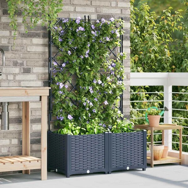 vidaXL Cache-pot de jardin 2 pc Gris 80 x 40 x 143 cm PP